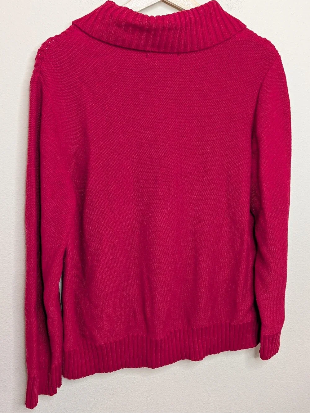 Karen Scott Cardigan Sweater Women's Size XL Red Shawl Collar Button Front
